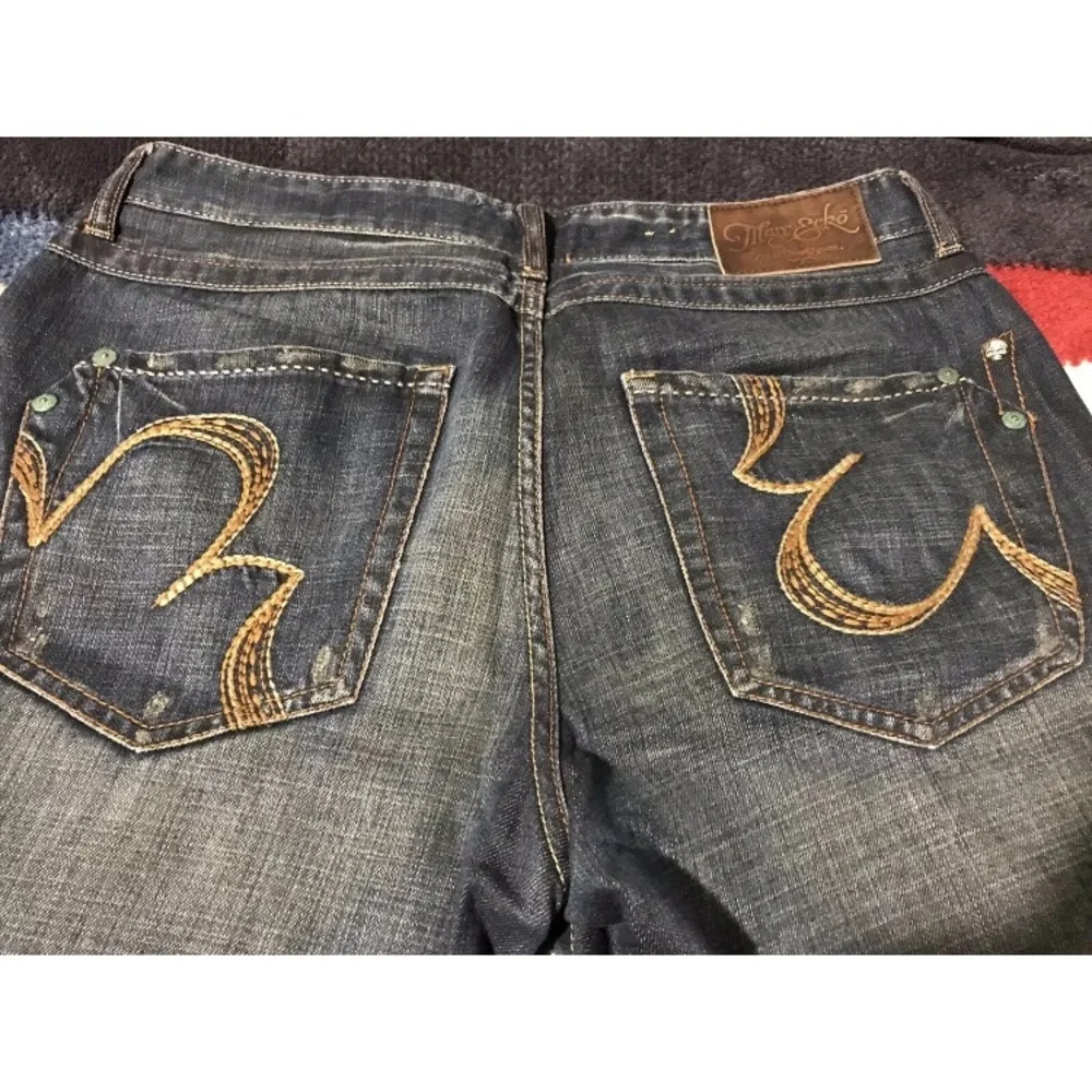 Vintage Marc Ecko Cut & Sew Regular Distressed Denim Jeans 34x32 Nyc Rlx Stadium - Picture 9 of 10